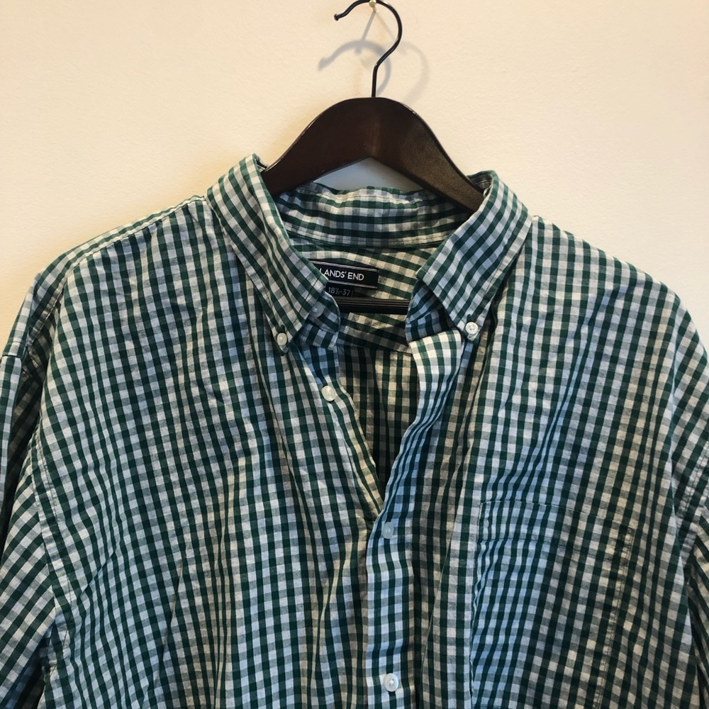 Lands End Button Down Tall 18 1/2 x 37 - Green